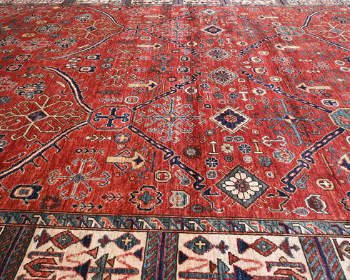 8x10 Red Aryana Afghan Hand Knotted Veg Dye Wool Area Rug